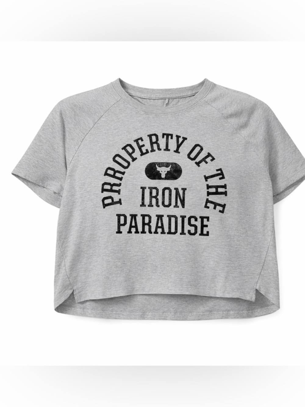 Under Armour Light Gray Cropped Iron Paradise Tee Size Large - Picture 3 of 10